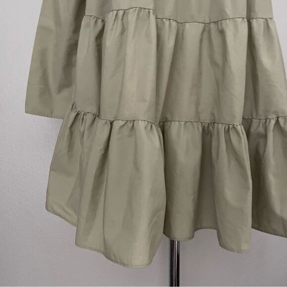 Sage Green Tiered Oversize Dress - Picture 2 of 5